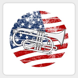 Cornet USA Flag Cornetist Brass Musician 4th July Magnet